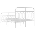 Cadre de lit métal sans matelas et pied de lit blanc 120x200 cm