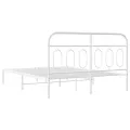 Cadre de lit métal sans matelas et tête de lit blanc 150x200 cm