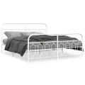Cadre de lit métal sans matelas et pied de lit blanc 183x213 cm