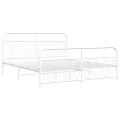 Cadre de lit métal sans matelas et pied de lit blanc 183x213 cm