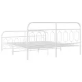 Cadre de lit métal sans matelas et pied de lit blanc 183x213 cm