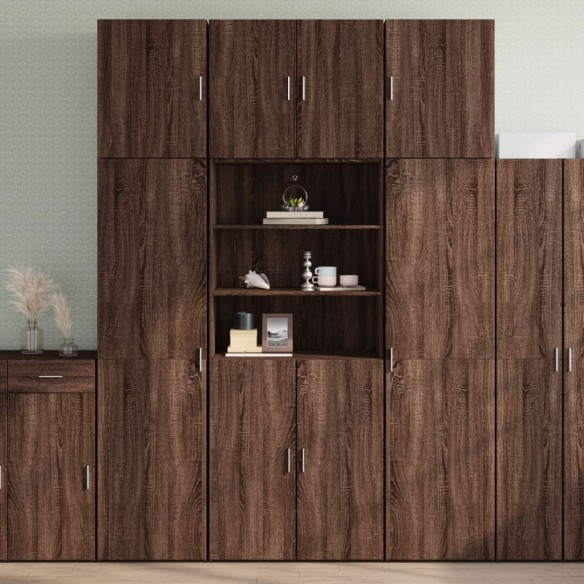 Buffet haut chêne marron 80x42,5x249 cm bois d'ingénierie