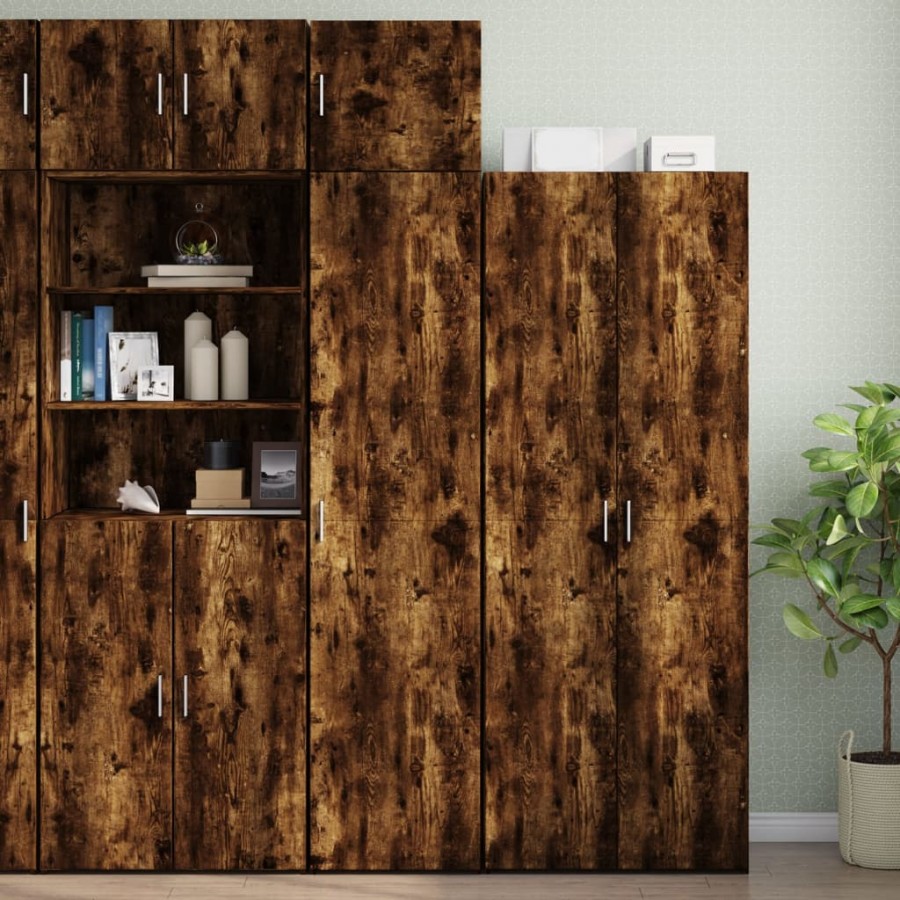 Armoire de rangement mince chêne fumé 45x42,5x225 cm