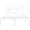 Cadre de lit métal sans matelas et tête de lit blanc 120x190 cm