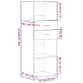 Buffet haut gris béton 45x42,5x124 cm bois d'ingénierie