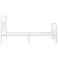 Cadre de lit métal sans matelas et pied de lit blanc 107x203 cm