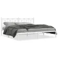 Cadre de lit métal sans matelas et tête de lit blanc 200x200 cm