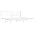 Cadre de lit métal sans matelas et tête de lit blanc 200x200 cm