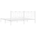 Cadre de lit métal sans matelas et tête de lit blanc 200x200 cm