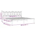 Cadre de lit métal sans matelas et tête de lit blanc 200x200 cm