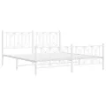 Cadre de lit métal sans matelas et pied de lit blanc 183x213 cm