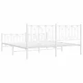 Cadre de lit métal sans matelas et pied de lit blanc 183x213 cm