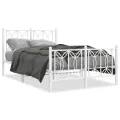 Cadre de lit métal sans matelas et pied de lit blanc 120x190 cm