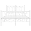 Cadre de lit métal sans matelas et pied de lit blanc 120x190 cm