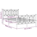 Cadre de lit métal sans matelas et pied de lit blanc 120x190 cm