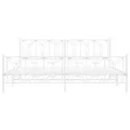 Cadre de lit métal sans matelas et pied de lit blanc 200x200 cm
