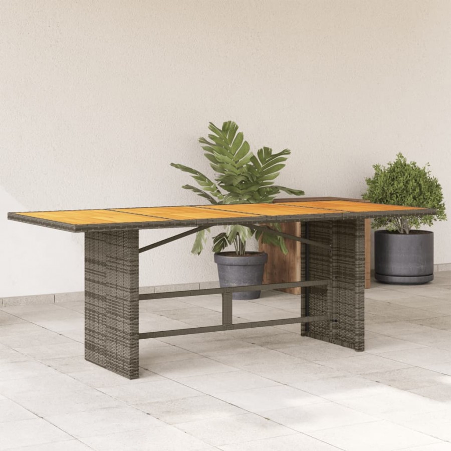 Table de jardin et dessus en bois d'acacia gris résine tressée