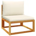 Canapé de jardin sans accoudoirs coussins bois massif d'acacia