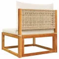 Canapé de jardin sans accoudoirs coussins bois massif d'acacia