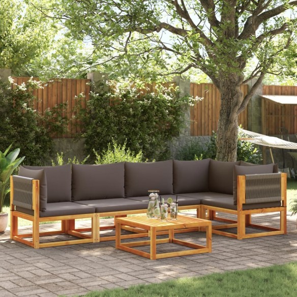 Salon de jardin avec coussins 6 pcs bois d'acacia solide