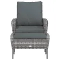 Chaise de jardin avec tabouret gris résine tressée