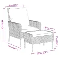 Chaise de jardin avec tabouret gris résine tressée