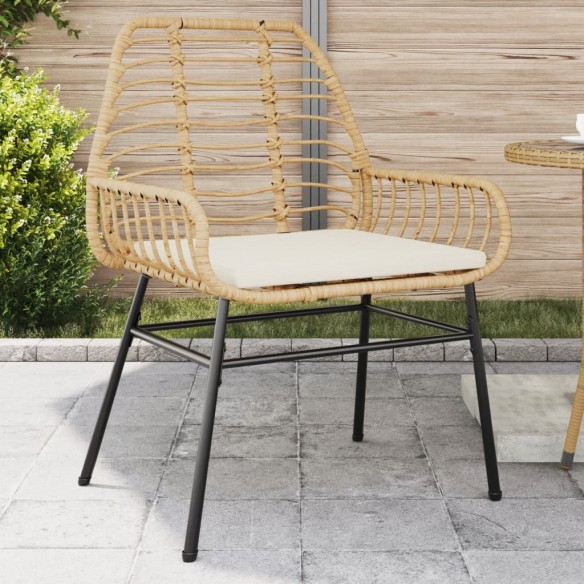 Chaises de jardin lot de 2 et coussins marron rotin