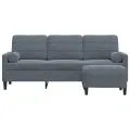 Canapé à 3 places avec repose-pieds Gris foncé 180 cm Velours