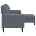 Canapé à 3 places avec repose-pieds Gris foncé 180 cm Velours