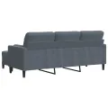 Canapé à 3 places avec repose-pieds Gris foncé 180 cm Velours