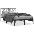 Cadre de lit métal sans matelas avec tête de lit noir 120x190cm