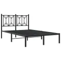 Cadre de lit métal sans matelas avec tête de lit noir 120x190cm