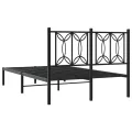 Cadre de lit métal sans matelas avec tête de lit noir 120x190cm