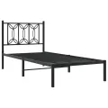 Cadre de lit métal sans matelas avec tête de lit noir 80x200 cm