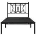 Cadre de lit métal sans matelas avec tête de lit noir 80x200 cm