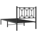 Cadre de lit métal sans matelas avec tête de lit noir 80x200 cm