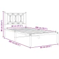 Cadre de lit métal sans matelas avec tête de lit noir 80x200 cm