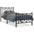 Cadre de lit métal sans matelas avec pied de lit noir 90x190 cm