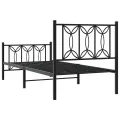 Cadre de lit métal sans matelas avec pied de lit noir 90x190 cm