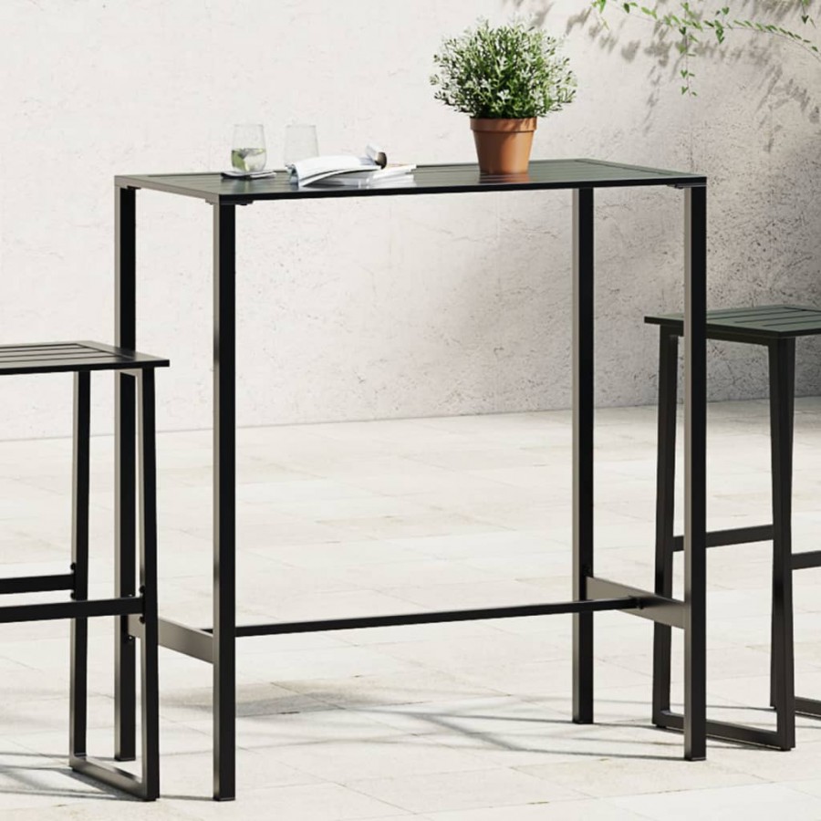 Table de bar noir 100x50x110 cm acier enduit de poudre