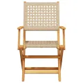 Chaises de jardin lot de 2 beige bois massif d'acacia et rotin