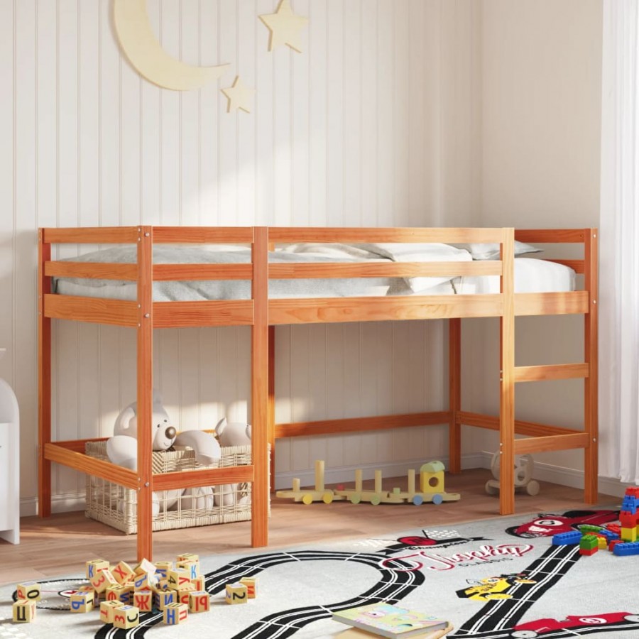 Lit mezzanine d'enfants sans matelas avec échelle 90x200 cm