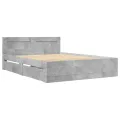 Cadre de lit et tête de lit sans matelas gris béton 140x200 cm