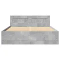 Cadre de lit et tête de lit sans matelas gris béton 140x200 cm
