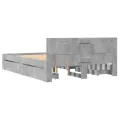 Cadre de lit et tête de lit sans matelas gris béton 140x200 cm