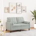 Canapé 2 places avec oreillers gris clair 120 cm velours