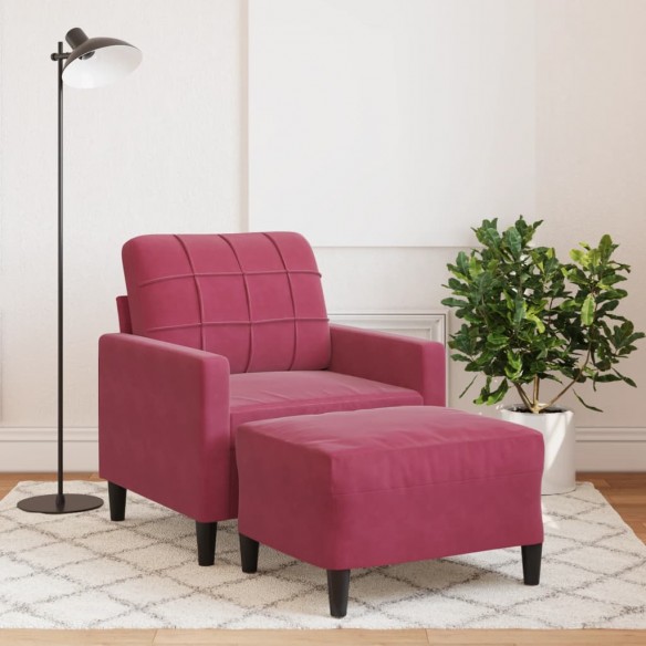 Fauteuil avec repose-pied Rouge bordeaux 60 cm Velours