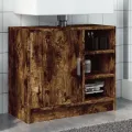 Armoire de lavabo chêne fumé 63x29x55 cm bois d'ingénierie