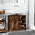 Armoire de lavabo chêne fumé 63x29x55 cm bois d'ingénierie