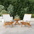 Chaises de jardin lot de 2 blanc crème bois acacia massif tissu